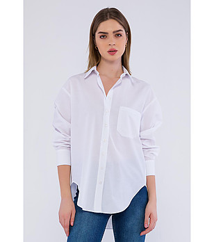 Бяла дамска риза с памук Alva снимка