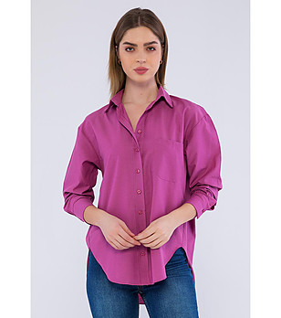 Дамска риза с памук в лилав нюанс Alva снимка