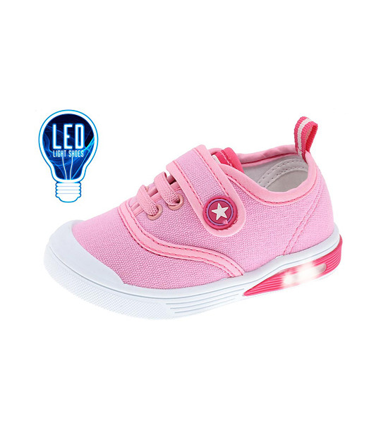 Светлорозови бебешки обувки със светеща подметка снимка