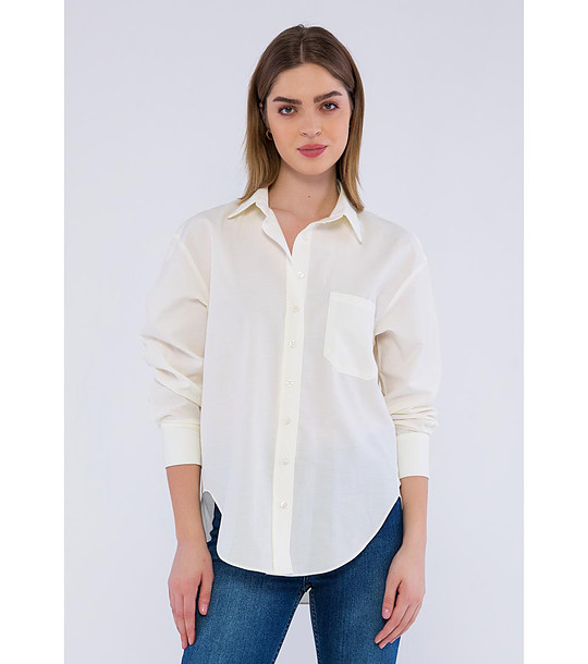 Бледожълта дамска риза с памук Alva снимка