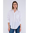 Бяла дамска риза с памук Alva-0 снимка