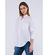 Бяла дамска риза с памук Alva-2 снимка