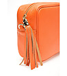 Малка дамска кожена чанта Lara в оранжев цвят-4 снимка