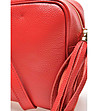 Малка червена дамска кожена чанта Lara-2 снимка