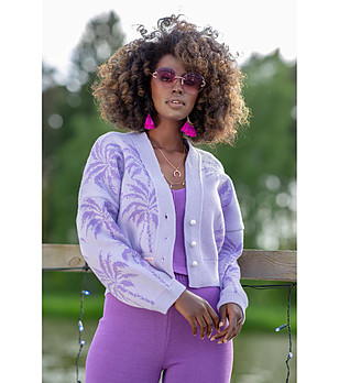 Ефектна дамска памучна жилетка в лилав нюанс снимка