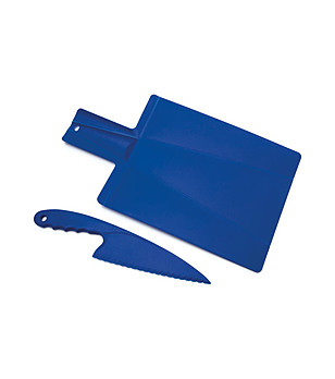Сет от нож и сгъваема дъска в син цвят снимка