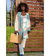 Дълга памучна дамска жилетка Tiffany в цвят екрю с контрастни елементи-3 снимка
