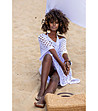 Ефектна памучна плажна рокля в бял цвят Gina-1 снимка