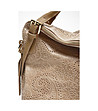 Бежова  дамска кожена чанта с пейсли мотиви Beverly-2 снимка