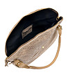 Бежова  дамска кожена чанта с пейсли мотиви Beverly-3 снимка