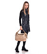 Бежова  дамска кожена чанта с пейсли мотиви Beverly-4 снимка