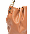Дамска чанта от естествена кожа в цвят камел Lika-3 снимка
