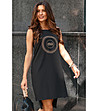Черна памучна рокля с щампа Rachela-2 снимка