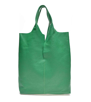 Дамска кожена чанта в зелен нюанс Delmira снимка