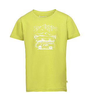 Памучна детска тениска в зелен нюанс Mounti снимка