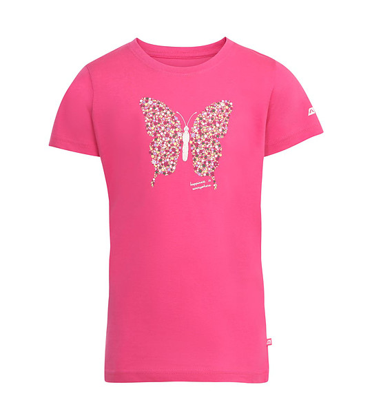 Памучна розова детска тениска с принт снимка