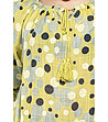 Жълта ленена дамска блуза с принт точки Mona-3 снимка