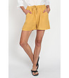 Ленени дамскки къси панталони Lona в цвят горчица-0 снимка