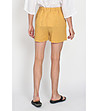 Ленени дамскки къси панталони Lona в цвят горчица-1 снимка