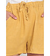 Ленени дамскки къси панталони Lona в цвят горчица-3 снимка