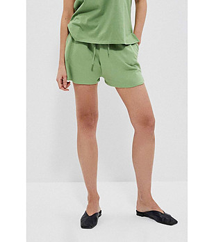Памучни светлозелени дамски къси панталонки Fanny снимка