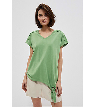 Памучна дамска зелена блуза Lavoni снимка