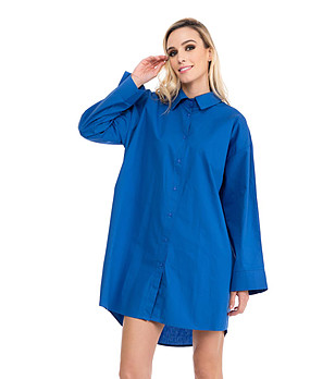 Синя памучна рокля тип риза Elisia снимка
