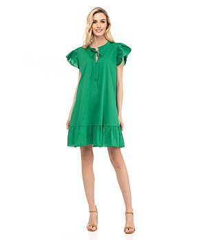Памучна зелена рокля Loretta снимка