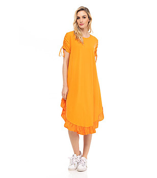 Памучна оранжева рокля Tania снимка