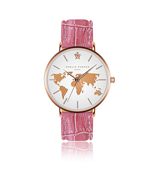 Розовозлатист часовник с ефектен циферблат и розова каишка Vacation  снимка