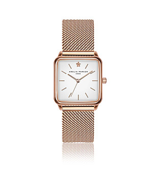 Дамски розовозлатист часовник с циферблат в бяло Bay  снимка