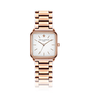 Розовозлатист дамски часовник с циферблат в бяло Bay  снимка