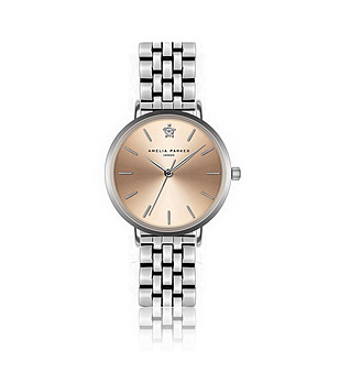 Дамски часовник в сребристо с розовозлатист циферблат Golden Hour снимка