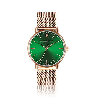 Розовозлатист дамски часовник със зелен циферблат Clementine  снимка