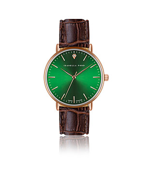 Дамски часовник със зелен циферблат и кафява каишка Clementine снимка
