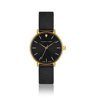 Черен дамски часовник със златист корпус Luna снимка