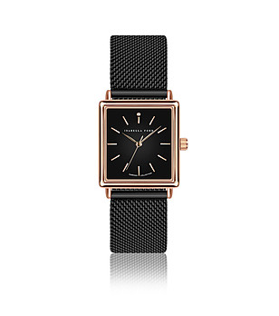 Дамски черен часовник с розовозлатист корпус Patricia снимка