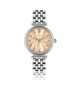 Сребрист дамски часовник със златист циферблат Marie-Rose  снимка