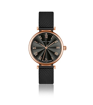 Черен дамски часовник с розовозлатист часовник Louise снимка