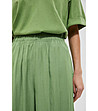 Дамски зелен панталон с широки крачоли Alarice-3 снимка