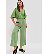 Дамски зелен панталон с широки крачоли Alarice-4 снимка