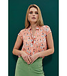 Дамска риза в цвят праскова с принт Kristin-3 снимка