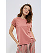 Дамска памучна блуза в цвят пепел от рози Lamet-0 снимка