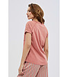Дамска памучна блуза в цвят пепел от рози Lamet-1 снимка