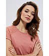 Дамска памучна блуза в цвят пепел от рози Lamet-4 снимка