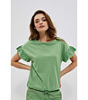 Зелена дамска памучна блуза Sobella-0 снимка