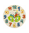 Дървен образователен пъзел с дръжки Часовник и числа - Зайчета-0 снимка