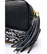 Малка дамска кожена чанта в черен цвят-3 снимка
