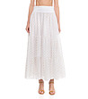 Бяла дълга памучна пола с фигурален принт Izala-0 снимка
