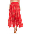 Червена дълга памучна пола с фигурален принт в златисто Izala-0 снимка